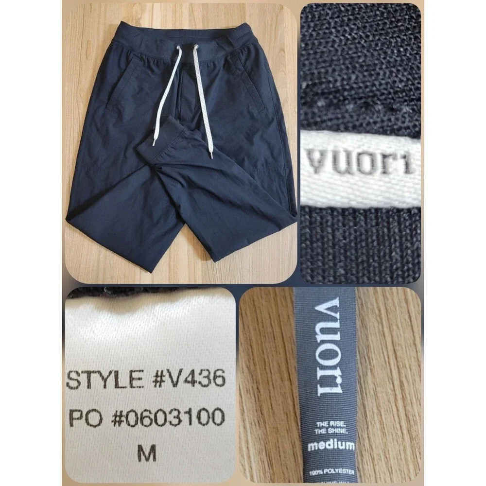 Vuori Meta Jogger Men Medium Black Drawstring Stretch Performance Pants V436